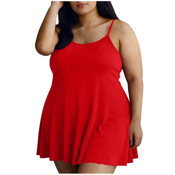 Neewe Women Nightgown Oversize Sleep Shirts Sleeveless Strap Sleepwear Plus Size Pleated Nightshirt Round Neck Nightdress