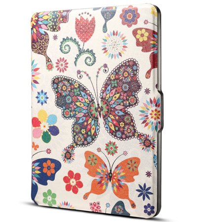 Print Kindle Case AMZER Colors Butterfly Print Horizontal Flip PU Leather Protective Case For Amazon Kindle 8th 2016 6 inch ()