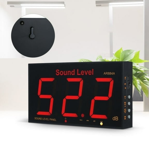 Sound Level Meter with Large LCD Full Screen, Wall Mounted Noise Meter,Digital Decibel Meter with Alarm, SPL Meter, Decibel Monitoring Tester 30-130dB Measuring Range