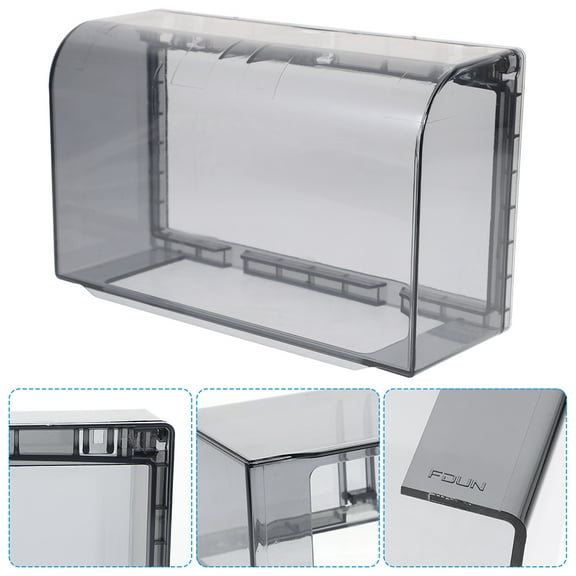 FRCOLOR Double 86 Type Waterproof Outlet Box Cover Adhesive Bathroom Switch Socket Protector for Home Black