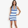 thumbnail image 6 of Women's Striped Halter Neck Knit Dress With V-Neckline- Large, Blue, 6 of 6