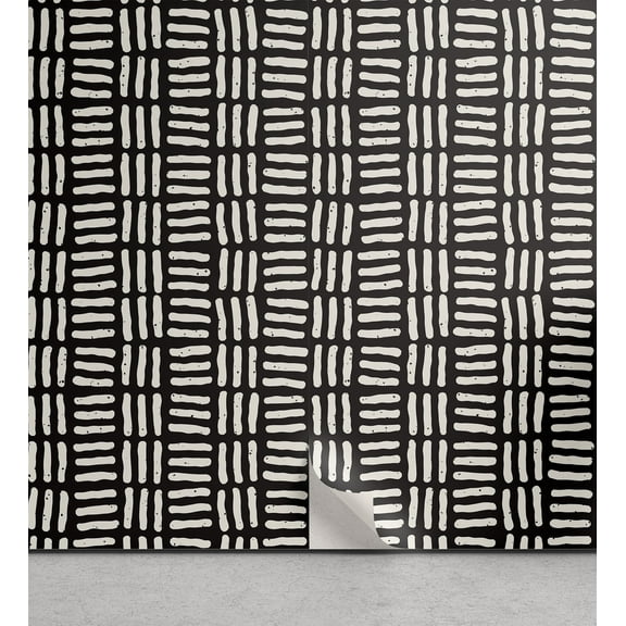 Ambesonne Abstract Peel & Stick Wallpaper for Home, Modern Art Style Stripes, 13"x100", Black and White