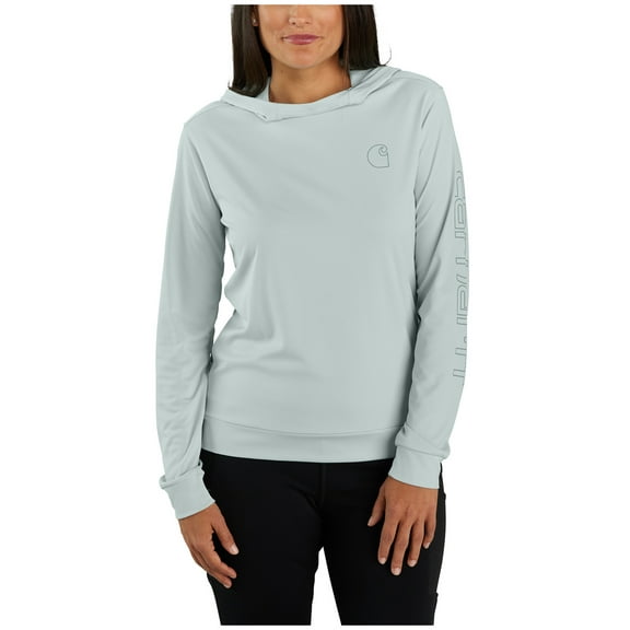 Carhartt Women's Force Sun Defender Relaxed Fit Lightweight Logo Hooded Graphic Seafoam Small