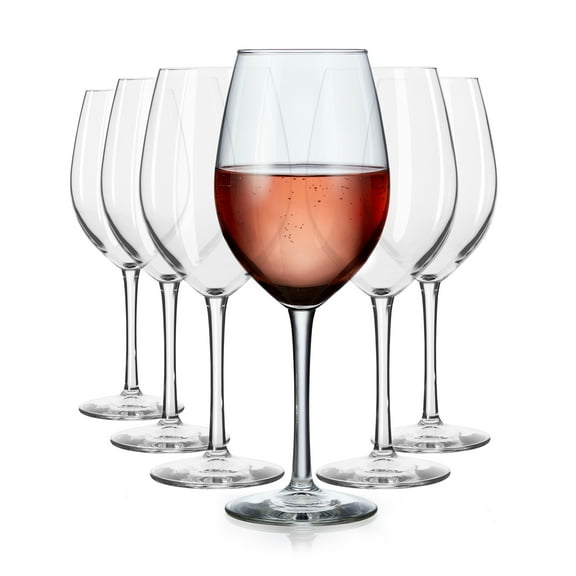 Libbey Entertaining Essentials All Purpose Wine Glasses, 17 Oz, Classic Red and White Wine Glass Set of 6, Stemware Glasses for Special Occasions