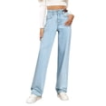 thumbnail image 6 of iHPH7 Straight Jeans for Women Fall Fashion High Waisted Jeans for Women Loose Jeans for Women Wide Leg Jeans for Women Pantalones Para Mujer Light Wash Jeans Women Light Blue L, 6 of 9