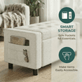 thumbnail image 5 of 46" Storage Ottoman Bench, 3.14" Thicker Upholstered End of Bed Bench with Folding Cover, Side Pocket, 400lb Capacity, for Living Room, Bedroom, Beige, 5 of 11