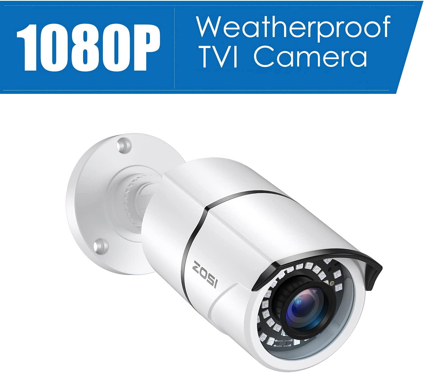 ZOSI 1080p Security Camera, 4 Pack White Bullet Wired Surveillance Camera for Outdoor, Night Vision