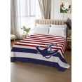 thumbnail image 2 of Anchor Red Queen Size Flat Sheet, Wrinkleproof & Fadeproof Cooling Flat Bed Sheet Only, Modern Navy Blue White Striped Nautical Breathable Soft Bedding Top Sheets 90 x 102 Inches, 2 of 8