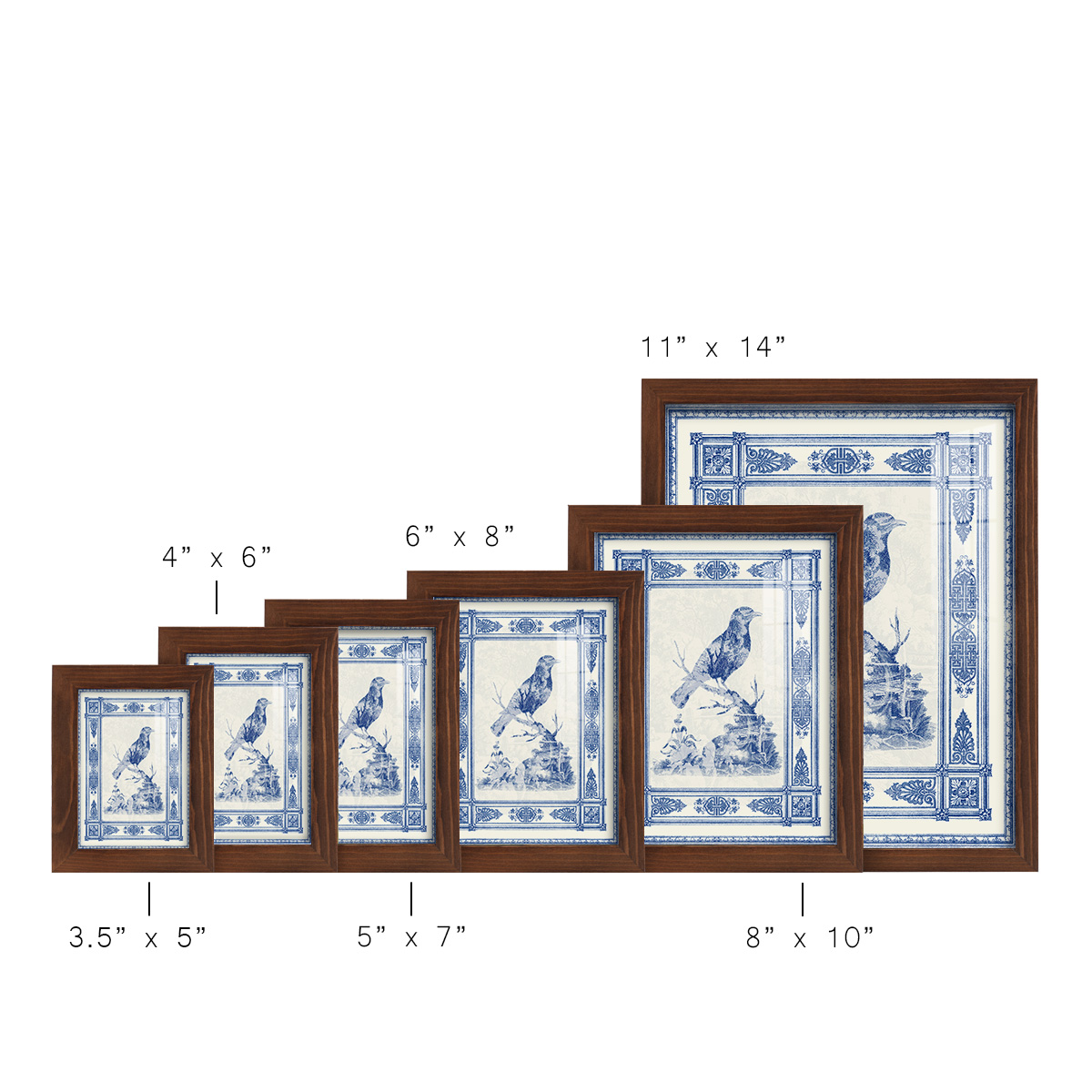 Toile de Jouy I -Framed Print w/glass-Chestnut