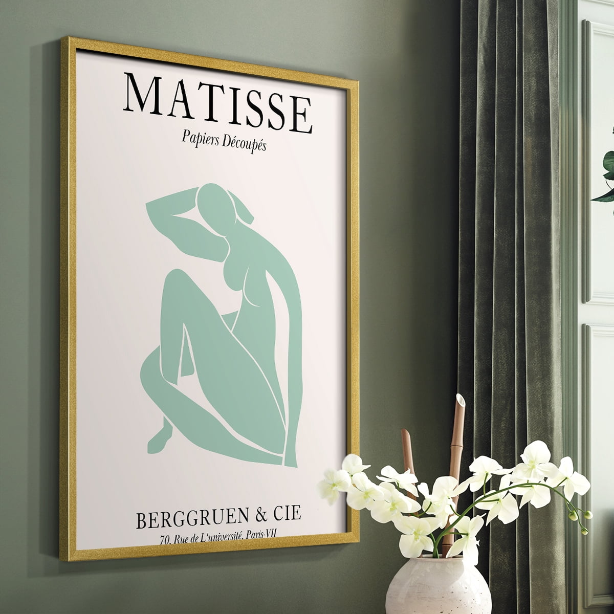 Matisse DII Framed Print in Gold Solid Wood Framed Print No Nail Hanging