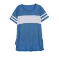 thumbnail image 3 of PENGXAING Printemps et Été Col Uni Manches Courtes Coutures Fendues T-Shirt Top pour Femme Violet XXL, 3 of 10