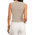 thumbnail image 4 of Sewkxo Womens Tank Tops V Neck Ribbed Knit Sleeveless Tank Top Slim Fit Fitted Basic Tops Casual Clothes 2026,Khaki XL, 4 of 6