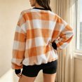 thumbnail image 5 of Manzbdm Women's Fleece Plaid Sweatshirt Long Sleeve V Neck Fuzzy Pullover Top, 5 of 5
