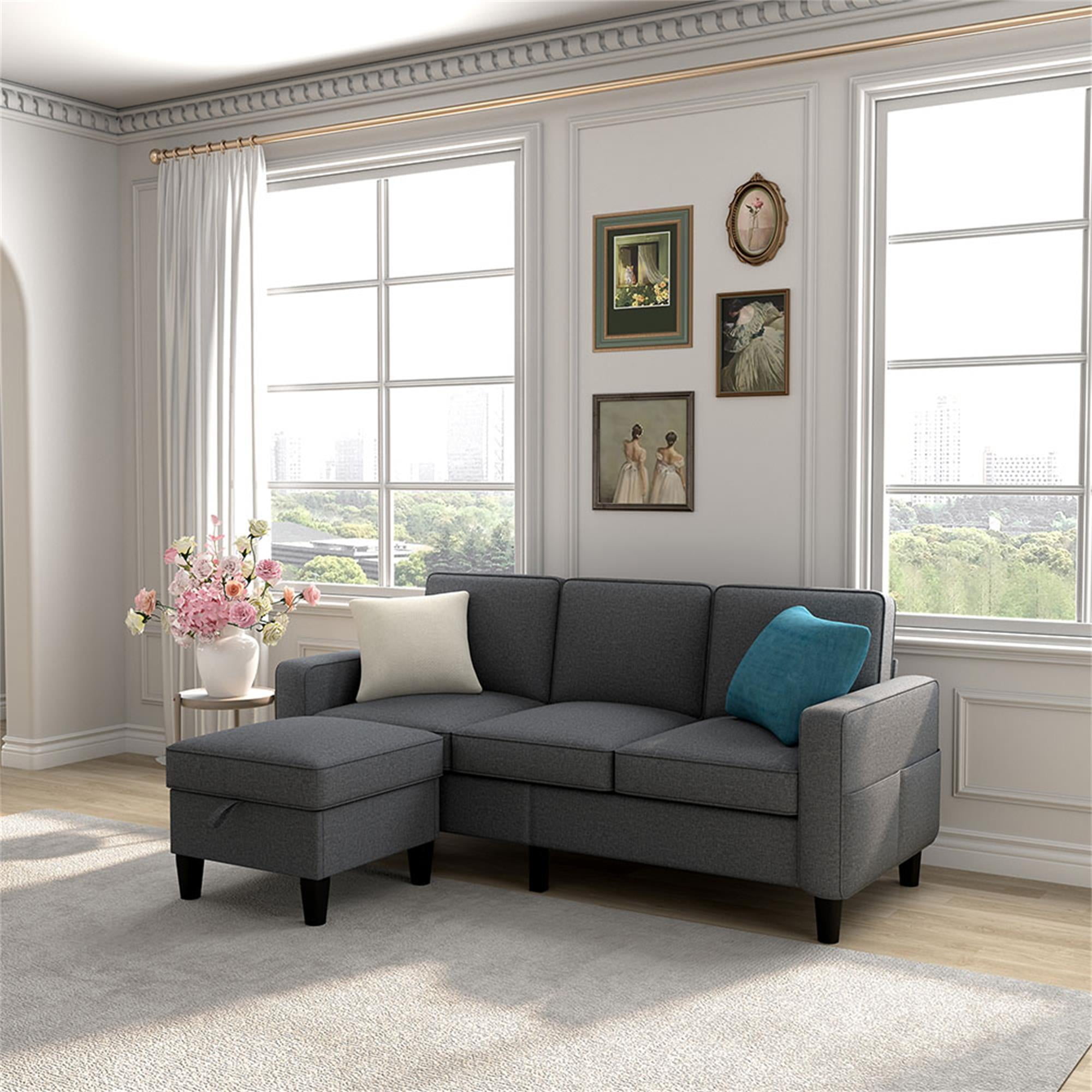 Kadyn Sectional Sofa Couch, L-Shaped Couch, 3-Seat Small Sectional Sofa for Living Room, Apartment, Small Space (Dark Gray) Kadyn Sectional Sofa Couch, L-Shaped Couch, 3-Seat Small Sectional Sofa for Living Room, Apartment, Small Space (Dark Gray)