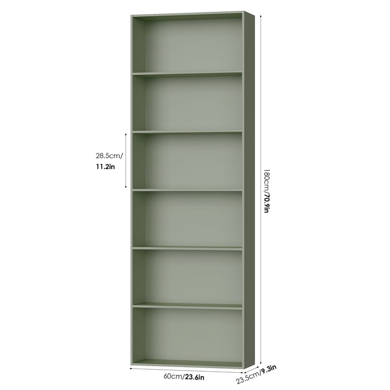 Homfa 6-Tier Bookshelf Set of 2, 70.9" Green Wood photo 2