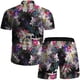 thumbnail image 4 of Conjunto casual de blusa y pantalones de playa de manga corta con estampado de botones para hombre Pompotops oipoqjl51696, 4 of 8