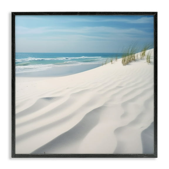 Stupell Industries Seabreeze Windy Dunes Landscape Photography Black Framed Art Print Wall Art, 12 x 12