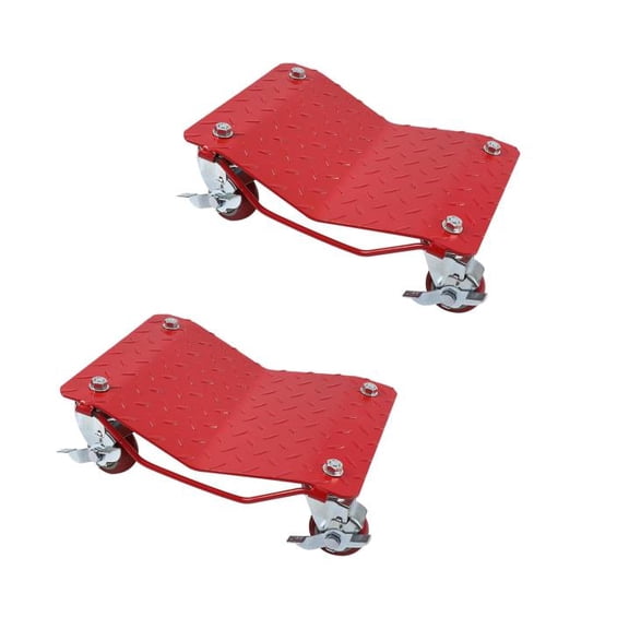 Set of 2/4 Car Dollies 1500 Lbs Each Heavy Duty Vehicle Moving Dolly With 3 Inch Lockable Casters V Shape Non Slip Plate For Garage Auto Shop