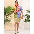 thumbnail image 3 of INSPIRE CHIC Camisas de rayas verticales para hombre Camisas informales de patchwork de verano con botones en contraste de colores verde rosa S, 3 of 6