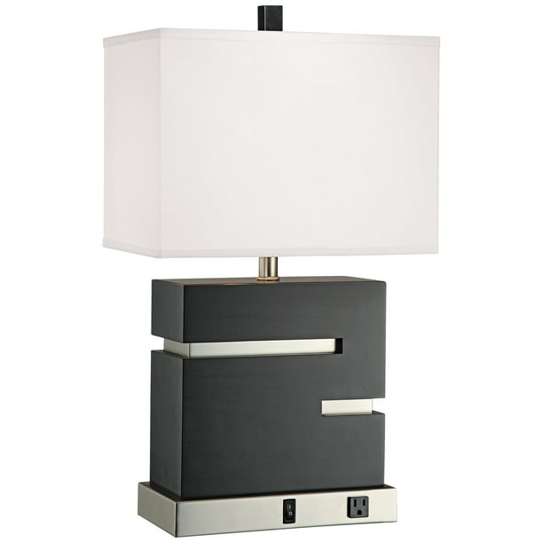 Espresso Grid Modern Table Lamp With, Espresso Table Lampshade