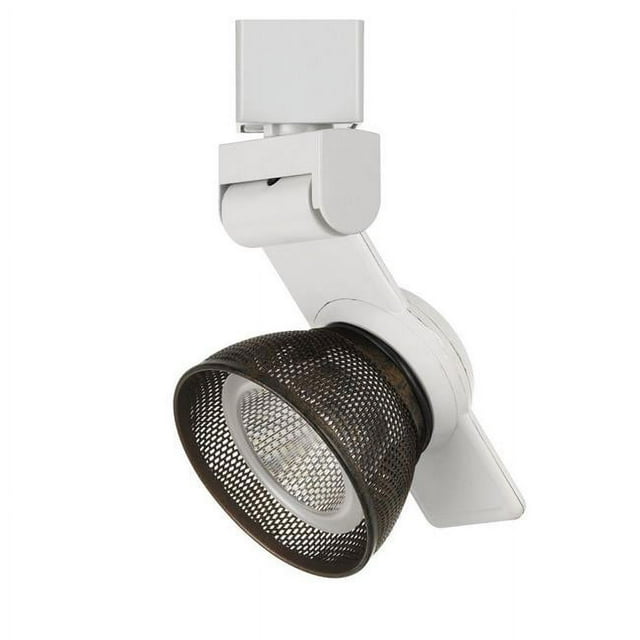 Benjara BM220695 12W Integrated LED Metal Track Fixture with Mesh Head, Brown & White