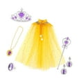 thumbnail image 1 of Disfraz de princesa para niña, capa, corona, collar, pendientes, anillos, juego de 7 piezas Amarillo, 1 of 9