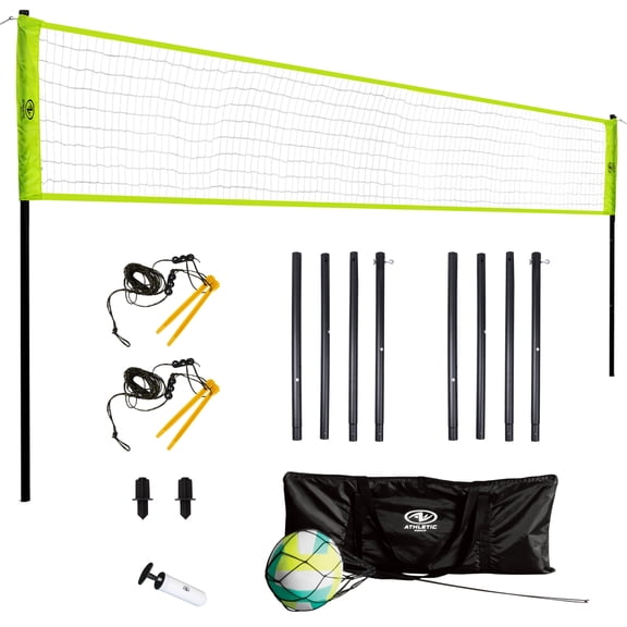 Athletic Works Outdoor Volleyball and Net Set with Ball and Pump