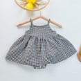 thumbnail image 4 of OOOUM Baby Girls Gingham Romper Dress Spaghetti Strap Flowy Sleeveless Bodysuit Summer Casual Stylish Lightweight Outfit Black 12-18 Months, 4 of 4