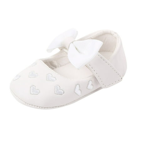 

EHTMSAK Newborn Girl s Boy Spring Summer Fall Flats First Walkers Shoes Infant Baby Bowknot Cirb Soft Sole Mary Jane White 0-9M 11