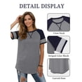 thumbnail image 3 of TEMOFON Women T-Shirts Fashion Summer Short Sleeve Top for Women Casual Y2K Tunic Striped Sleeve Shirts Going Out Grey Tees, 3 of 8