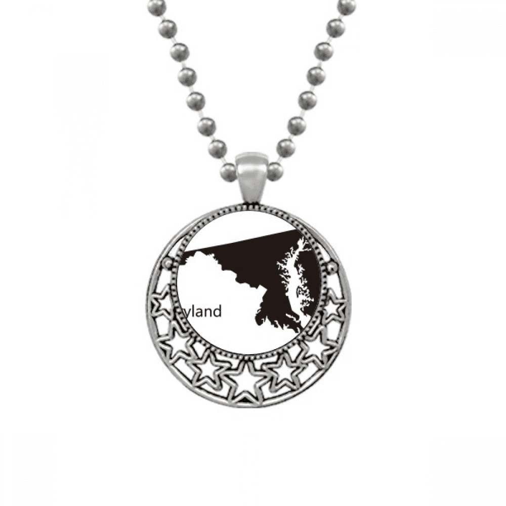 land America USA Map Outline Necklaces Pendant Retro Moon Stars Jewelry