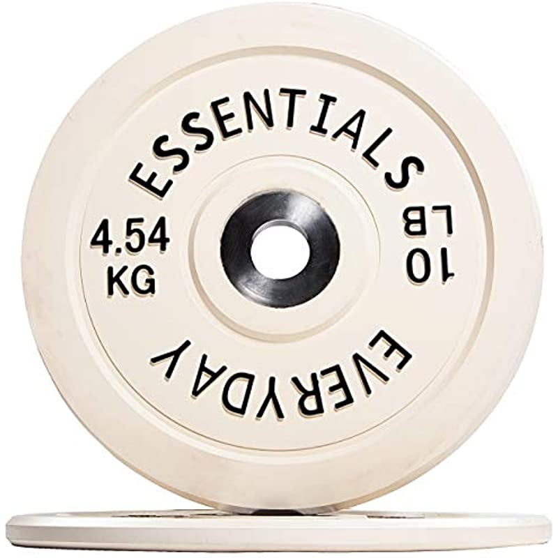 BalanceFrom Everyday Essentials Color Coded Olympic Bumper Plate Weight Plate w 