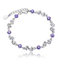 thumbnail image 2 of Pulsera de cristal púrpura blanco noble de Plata de Ley 925 de moda coreana para mujer, accesorios de joyería de boda de 17CM + 4CM, 2 of 2