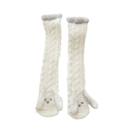 

Binpure Ladies Socks Cartoon Big Eyes/ Long Ears Rabbit Coral Fleece Socks