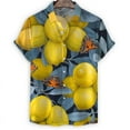 thumbnail image 2 of Camisa con estampado 3D de hongo crisantemo y limón para hombre, camisas hawaianas de verano, blusas playeras de manga corta con solapa y botones, blusa Aloha, 2 of 4