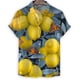 thumbnail image 2 of Camisa con estampado 3D de hongo crisantemo y limón para hombre, camisas hawaianas de verano, blusas playeras de manga corta con solapa y botones, blusa Aloha, 2 of 5