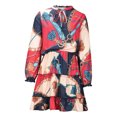 thumbnail image 4 of Vestido con cordones estampado de manga larga con cuello en V casual de moda para mujer Fridja  yut4142, 4 of 8