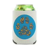 Pets Paw Print with Dog Cat Animal Details Can Cooler - Drink Sleeve Hugger Collapsible Insulator - Beverage Insulated Holder