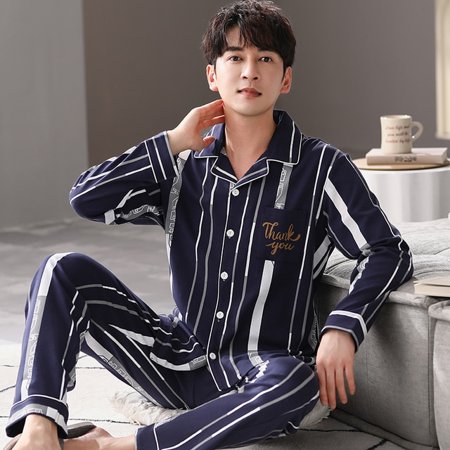 

PIKADINGNIS Autumn Winter Mens Cotton Pajamas Button Lapel Sleepwear Simple Pajama Sets Casual Sleep&Lounge Pyjamas 3XL 4XL Male Pijama