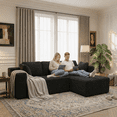 thumbnail image 5 of 105" Lofka Modular Couch Sectional Corduroy Cloud Sofa Deep Seat L-Shaped Boneless Sectional Couch Black No Assembly, 5 of 8