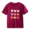 thumbnail image 4 of XIMIN Valentines Day Shirt for Girls Cute Love Heart Print Red Short Sleeve T-Shirt Casual Tops Holiday Gift Blouse, 4 of 8