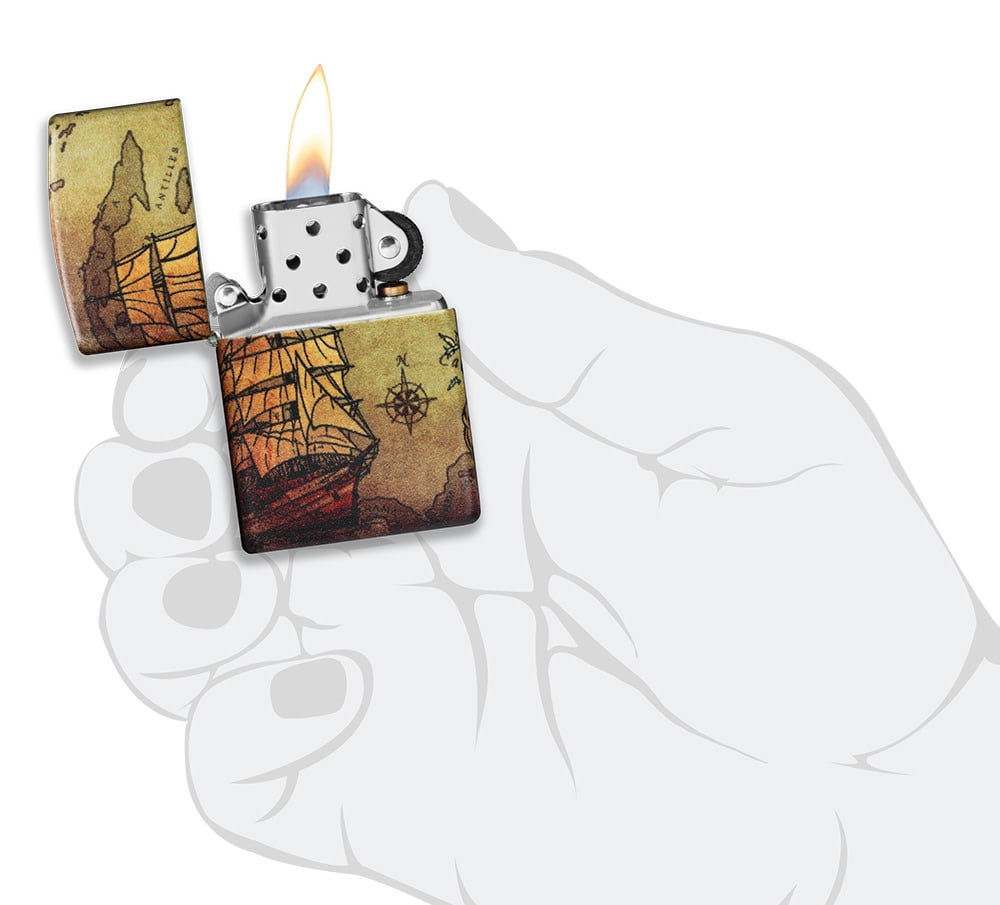 Zippo Pirate Ship 540 Color Pocket Lighter