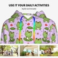 thumbnail image 4 of Fotbe Happy Frogs1 Pattern Womens Long Sleeve Hoodie, Pullover Hooded Sweatshirt, Kangaroo Pocket Hoodie with Eye-catching Drawstrings-Medium, 4 of 7