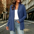 thumbnail image 3 of Rrxhxhs Lightweight Cardigans for Women Solid Color Open Front Long Sleeve Soft Jersey Knit Sweater Cover Up with Pockets,Blue,XL, 3 of 9