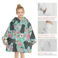thumbnail image 6 of Bichon Dog Blue Florals Blanket Hoodies for Kids 6-13YR Oversize Wearable Blanket Hoodies for Boys Girls Teens, 6 of 7