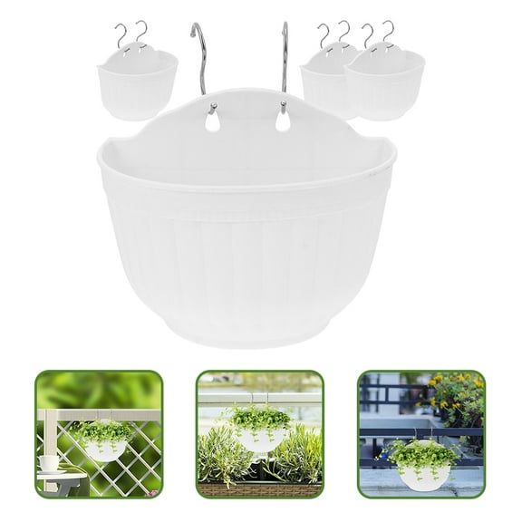 MLINS 4 Sets Wall-mounted Flower Pot Hanging Planter Indoor Plants White
