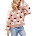 thumbnail image 1 of Moleobea-suéter navideño de Papá Noel para mujer, sudadera de punto polar cálida para invierno, ropa informal holgada con dibujos animados, Tops, 1 of 3