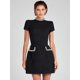 thumbnail image 3 of Elegante vestido de mujer de lujo formal blanco y negro con cuello redondo mini vestido de moda de manga corta para noche de mujer vestidos de fiesta de calle de verano, 3 of 4