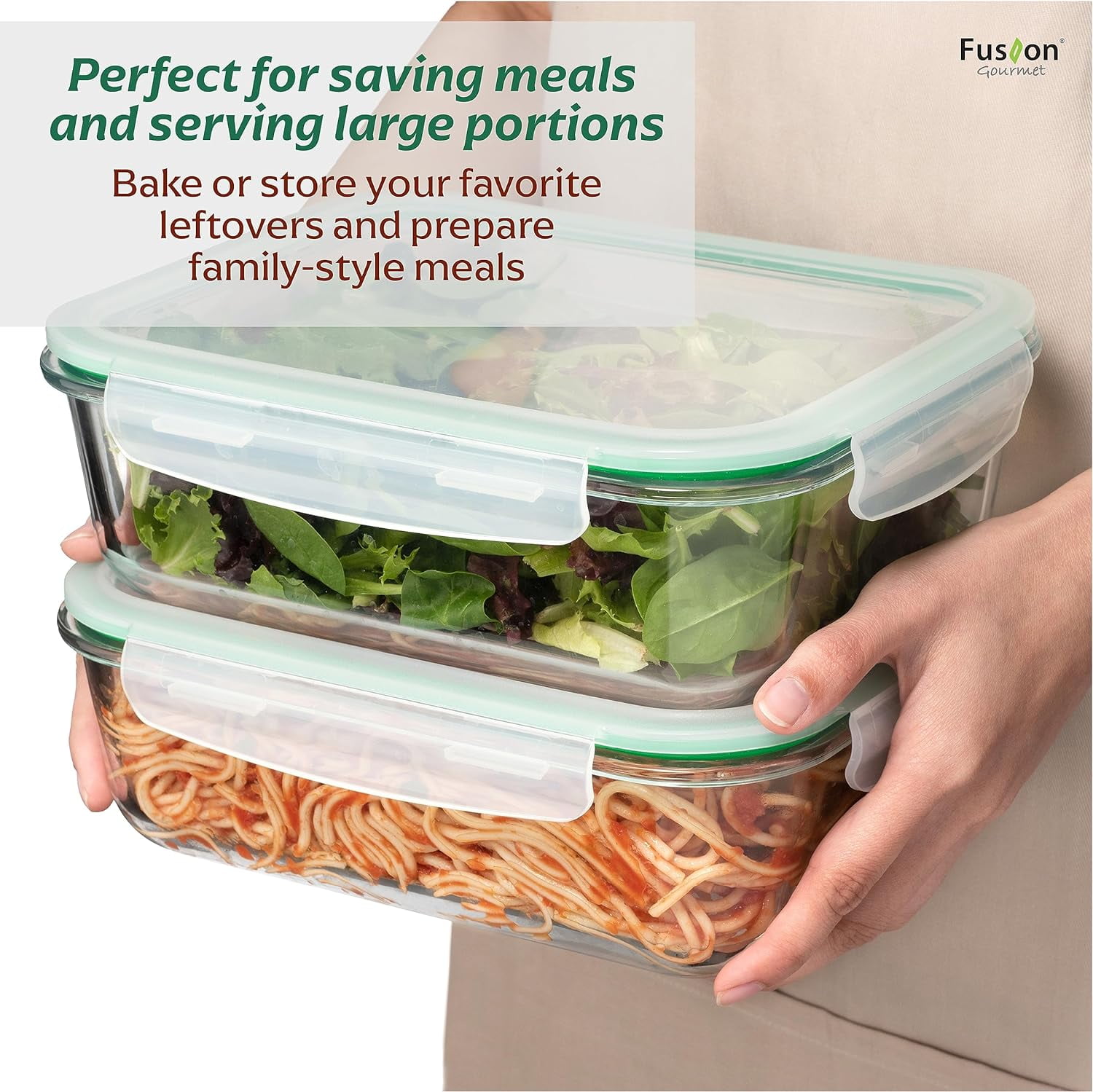 Glass Meal Prep Containers with Lids [8 Pack, 33 oz & 4.5 oz] - 2 Compartment Divided Glass Bento Boxes for Adults, Oven Safe & Airtight