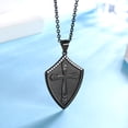 thumbnail image 4 of Jewmon 925 Sterling Silver Shield Armor of God Necklace Joshua 1:9 Cross Pendant Necklace Faith Cross Christmas Jewelry Gifts for WOmen Men Couples Gifts, 4 of 8